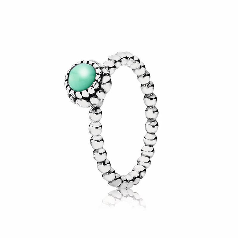 Pandora Birthday Blooms Ring May - Sterling Silver/Turquoise/Chrysoprase - Canada | FC6833IA